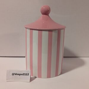 Target Bullseye Playground Valentines Canister Pink White Striped Ceramic Jar